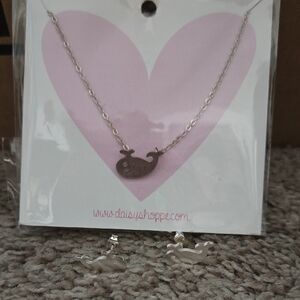 Silver Whale Necklace And Earring Set